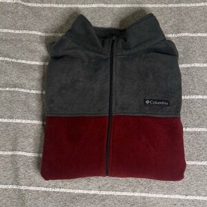 Columbia Charcoal and Burgundy Full Zip Fleece Jacket
